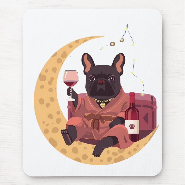French Bulldog Mum Wine Night Mouse Pad (Front)
