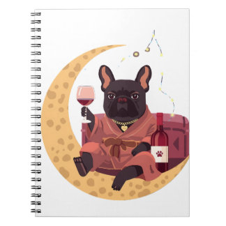 French Bulldog Mum Wine Night Notebook
