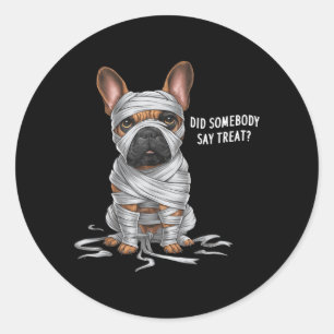 French Bulldog Mummy Halloween Dog Classic Round Sticker