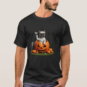 French Bulldog Mummy Pumpkin Halloween Mens Womens T-Shirt