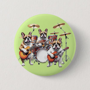 French Bulldog Musikband Französische Bulldoggen 6 Cm Round Badge