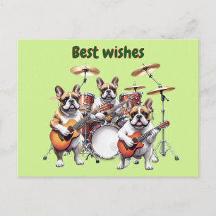 French Bulldog Musikband Französische Bulldoggen Postcard