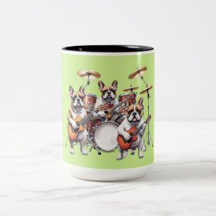 French Bulldog Musikband Französische Bulldoggen Two-Tone Coffee Mug