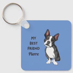 French Bulldog My Best Friend Custom Name Address Key Ring