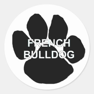 french bulldog name mega paw.png classic round sticker