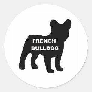 french bulldog name silhouette classic round sticker