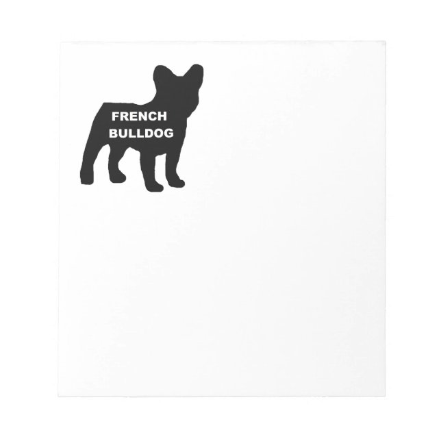 french bulldog name silhouette notepad (Front)