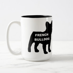 french bulldog name silhouette Two-Tone coffee mug