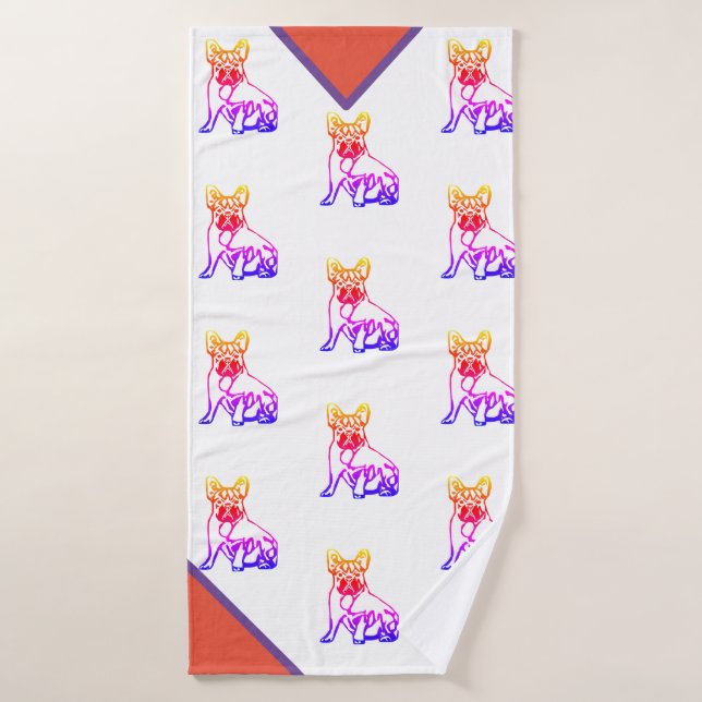 French Bulldog Neon French Bulldog Bath Towel (Bath Towel)