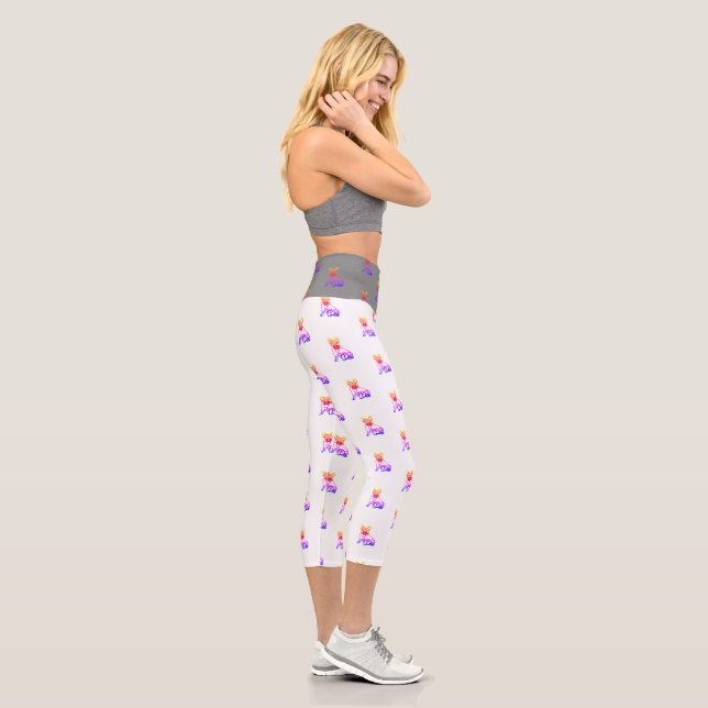 French Bulldog Neon French Bulldog Capri Leggings (Right)