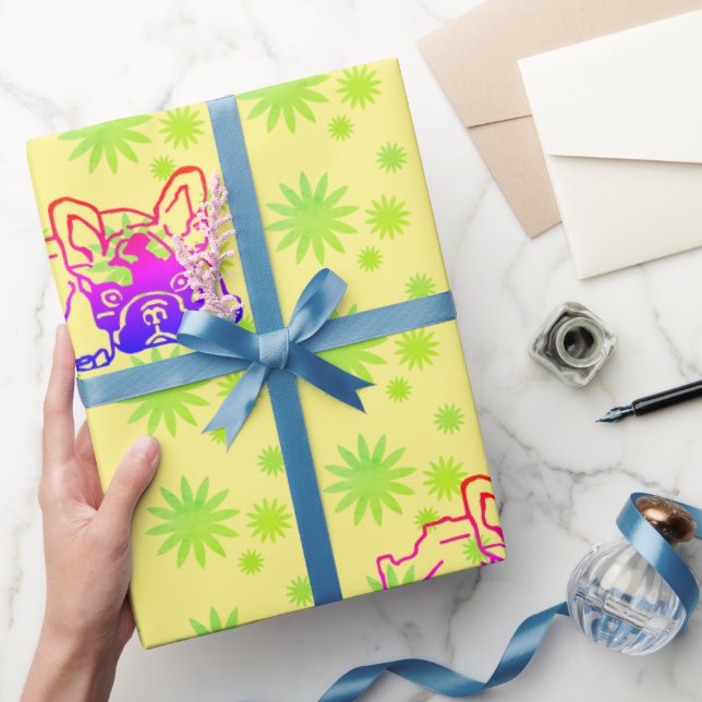 French Bulldog Neon French Bulldog Wrapping Paper (Gifting)