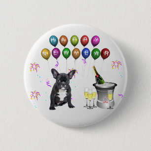 French Bulldog New Year 6 Cm Round Badge