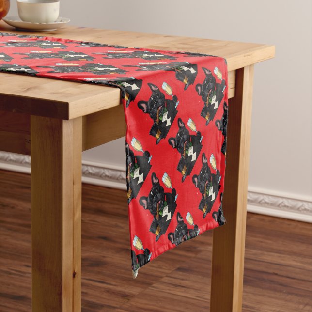 French Bulldog New Year Short Table Runner (In Situ)