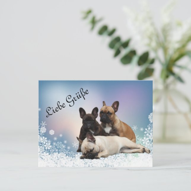 French Bulldog New Year's French Bulldog Postcard (Standing Front)