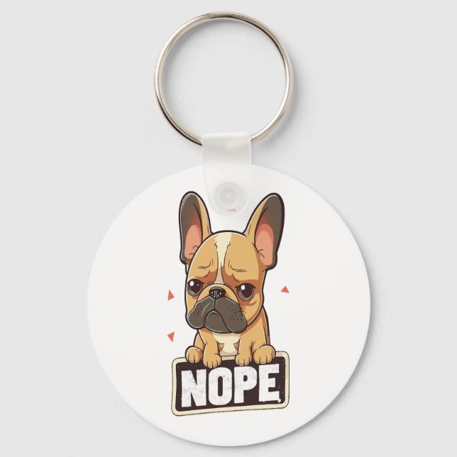 French Bulldog Nope Key Ring (Front)