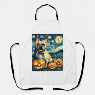 French Bulldog of van gogh starry night halloween Apron