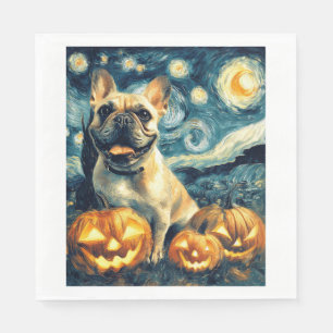 French Bulldog of van gogh starry night halloween Napkin