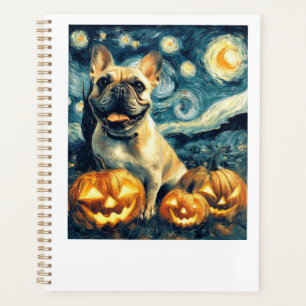 French Bulldog of van gogh starry night halloween  Planner