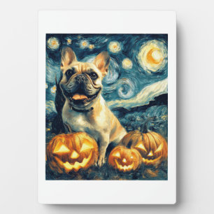 French Bulldog of van gogh starry night halloween  Plaque