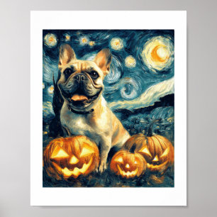 French Bulldog of van gogh starry night halloween Poster