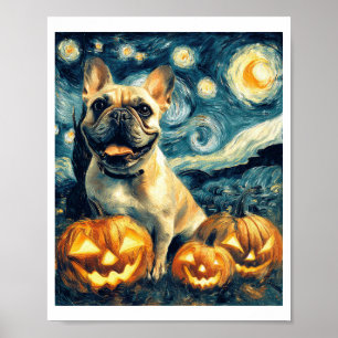 French Bulldog of van gogh starry night halloween Poster