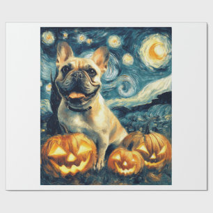 French Bulldog of van gogh starry night halloween  Wrapping Paper