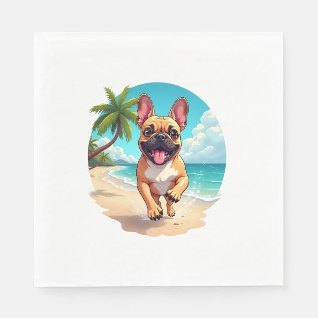 French Bulldog on a Beach Napkin (Front)