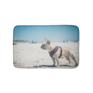French Bulldog On Beach Bath Mat