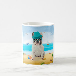 French Bulldog on Beach Coffee Mug