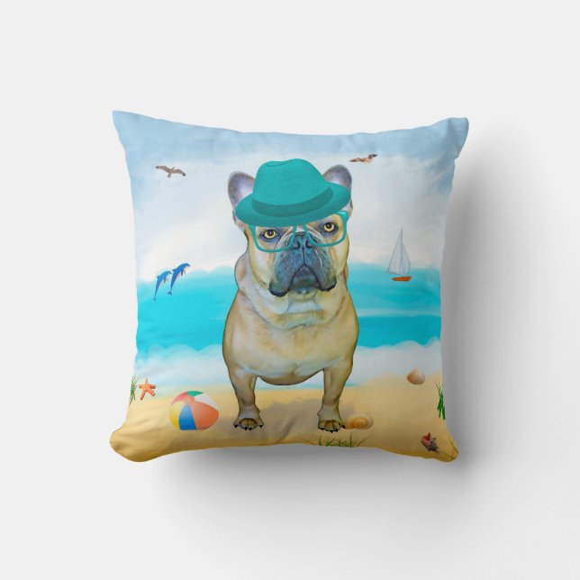 French Bulldog on Beach Cushion (Front)