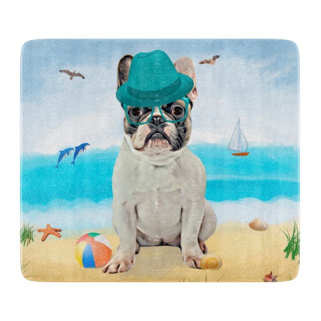 French Bulldog on Beach Cutting Board (Front)