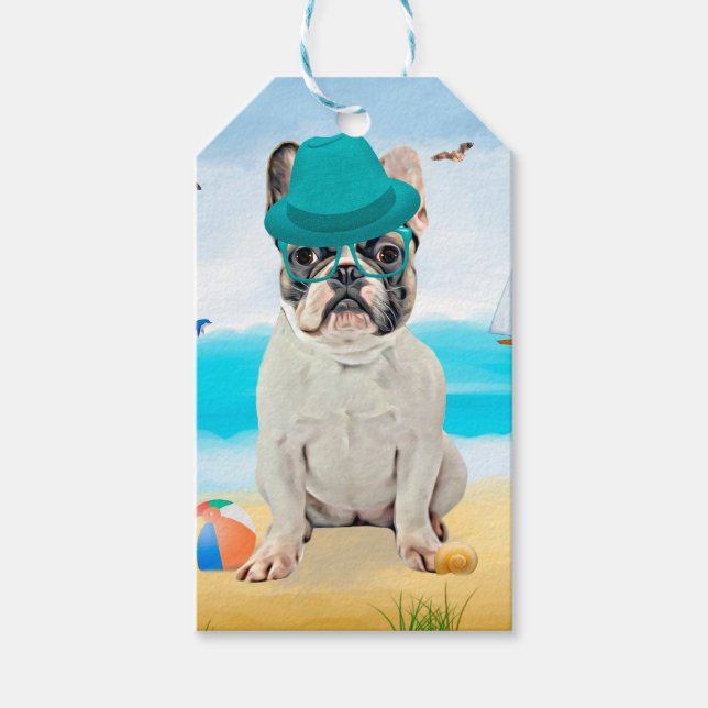 French Bulldog on Beach Gift Tags (Front)