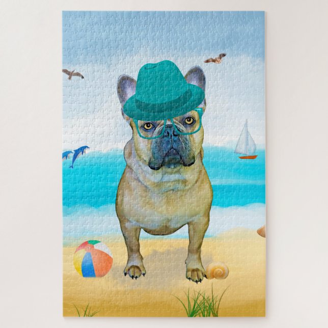 French Bulldog on Beach Jigsaw Puzzle (Vertical)