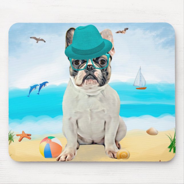 French Bulldog on Beach Mouse Pad (Front)