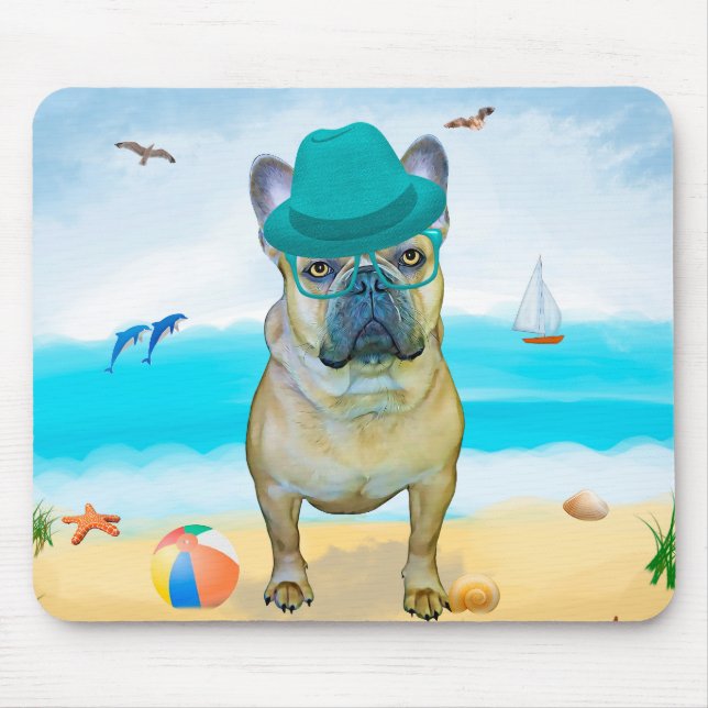 French Bulldog on Beach Mouse Pad (Front)