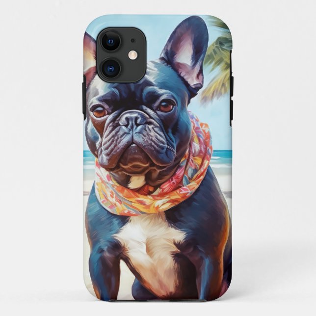 French Bulldog on Beach, summer gift for dog lover Case-Mate iPhone Case (Back)