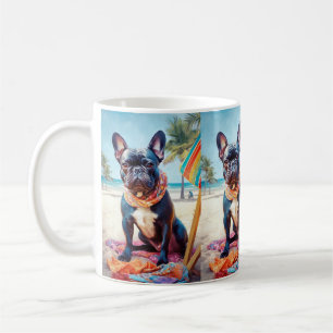 French Bulldog on Beach, summer gift for dog lover Coffee Mug