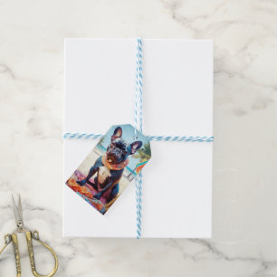 French Bulldog on Beach, summer gift for dog lover Tags