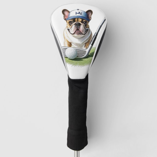 French Bulldog on golf course on vacation Golf Head Cover (Front)