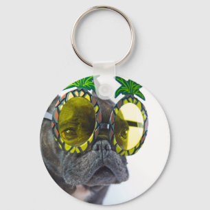 French Bulldog on the Beach Key Ring