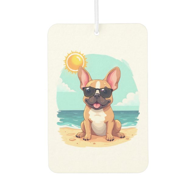 French Bulldog on Vacation Car Air Freshener (Front)