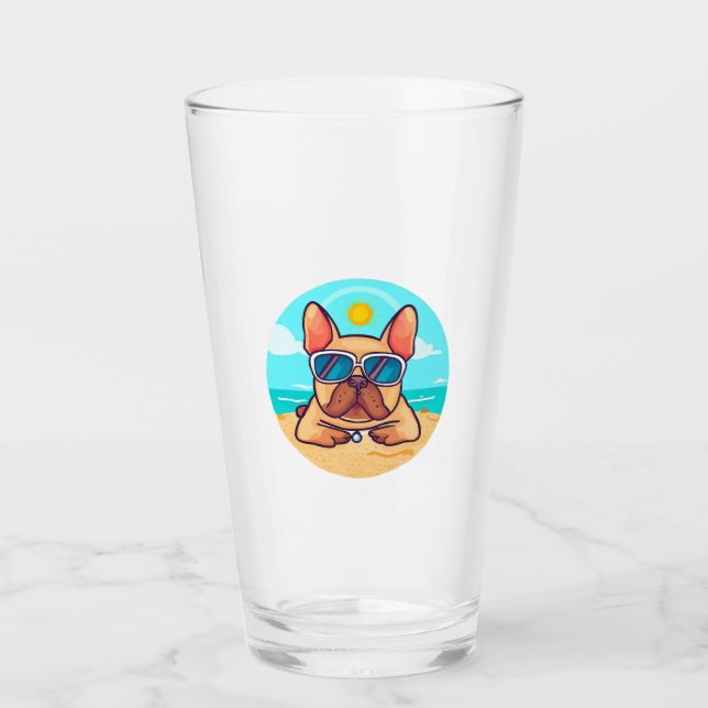 French Bulldog on Vacation Glass (Front)