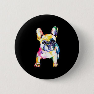 French Bulldog Original Watercolor Drawing Gift 6 Cm Round Badge