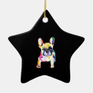 French Bulldog Original Watercolor Drawing Gift Ceramic Ornament