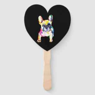 French Bulldog Original Watercolor Drawing Gift Hand Fan