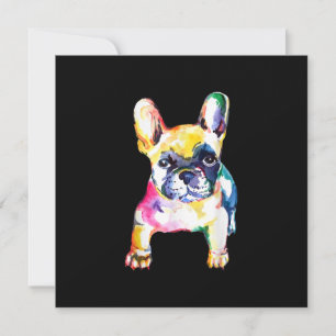 French Bulldog Original Watercolor Drawing Gift Holiday Card