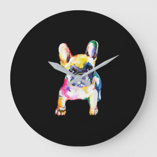 French Bulldog Original Watercolor Drawing Gift Large Clock