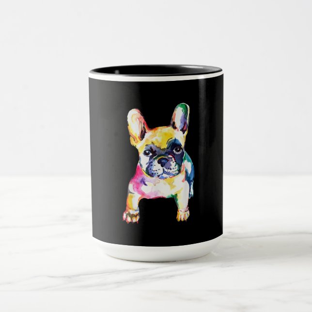 French Bulldog Original Watercolor Drawing Gift Mug (Center)