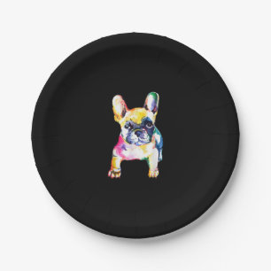 French Bulldog Original Watercolor Drawing Gift Paper Plate