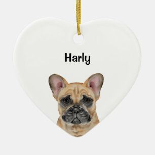 French Bulldog Ornament, Watercolor Pet Photo Ceramic Ornament